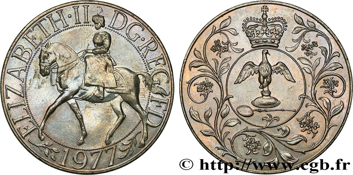ROYAUME-UNI 25 New Pence jubilé d’argent d’Elisabeth II 1977  SUP+ 