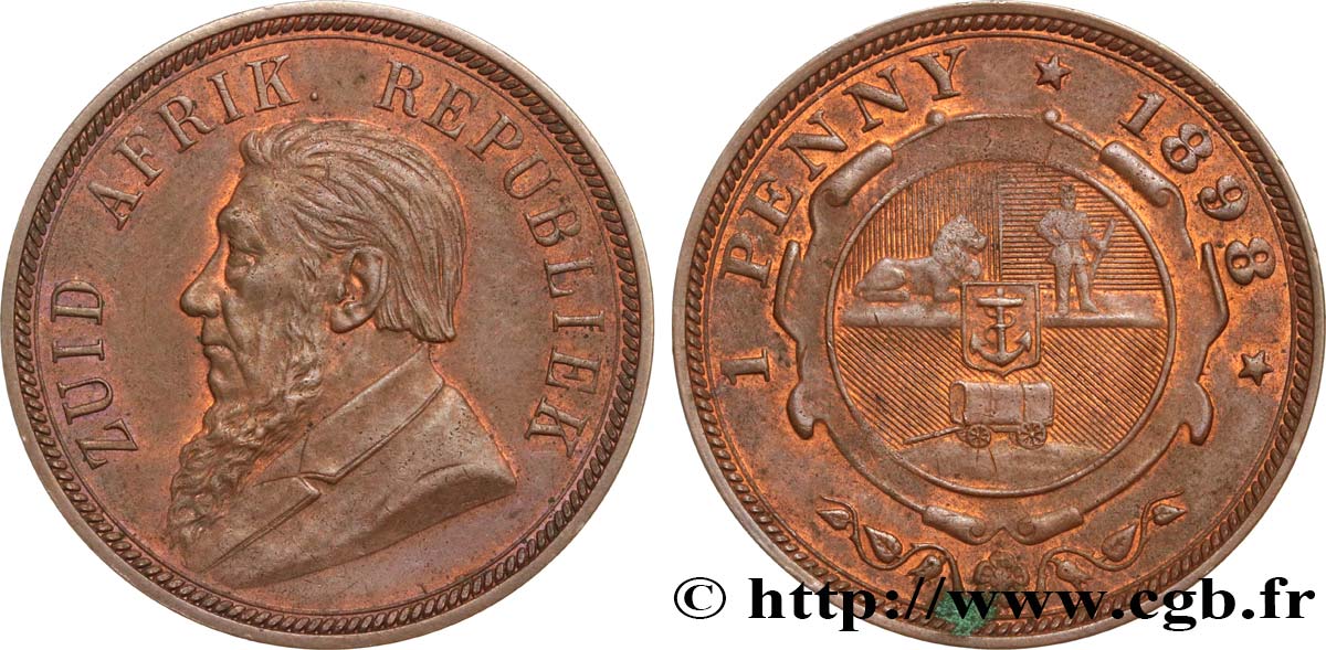 AFRIQUE DU SUD 1 Penny président Kruger 1898  SUP 