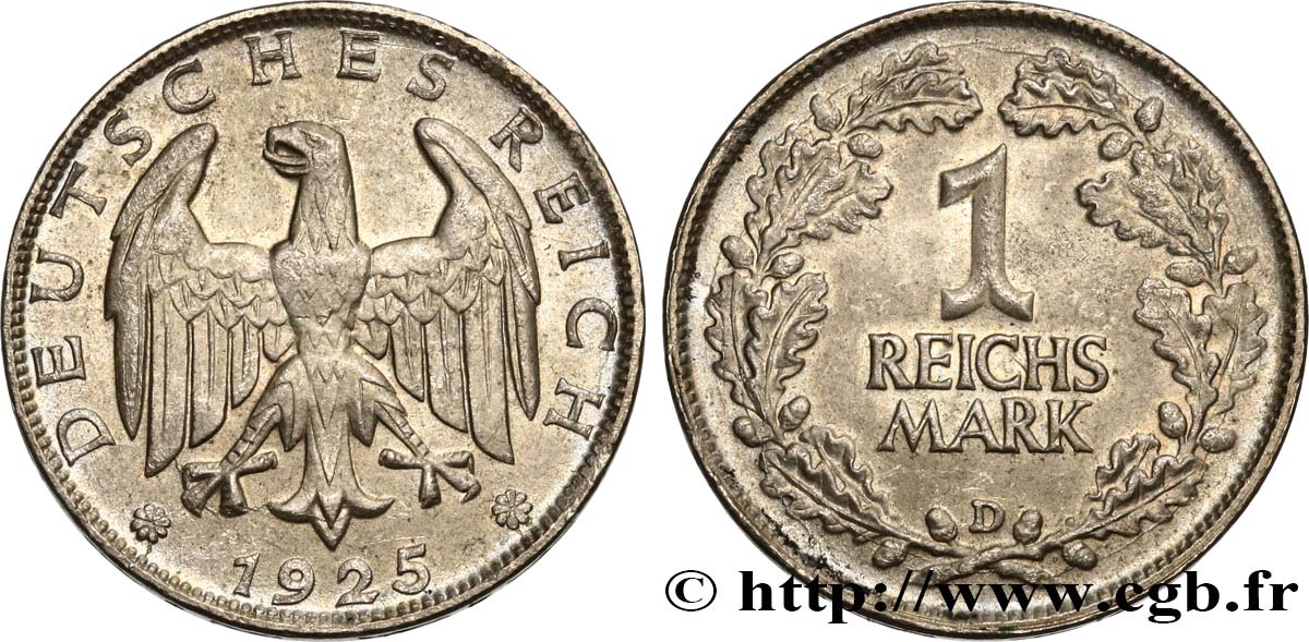 DEUTSCHLAND 1 Reichsmark 1925 Munich fST 