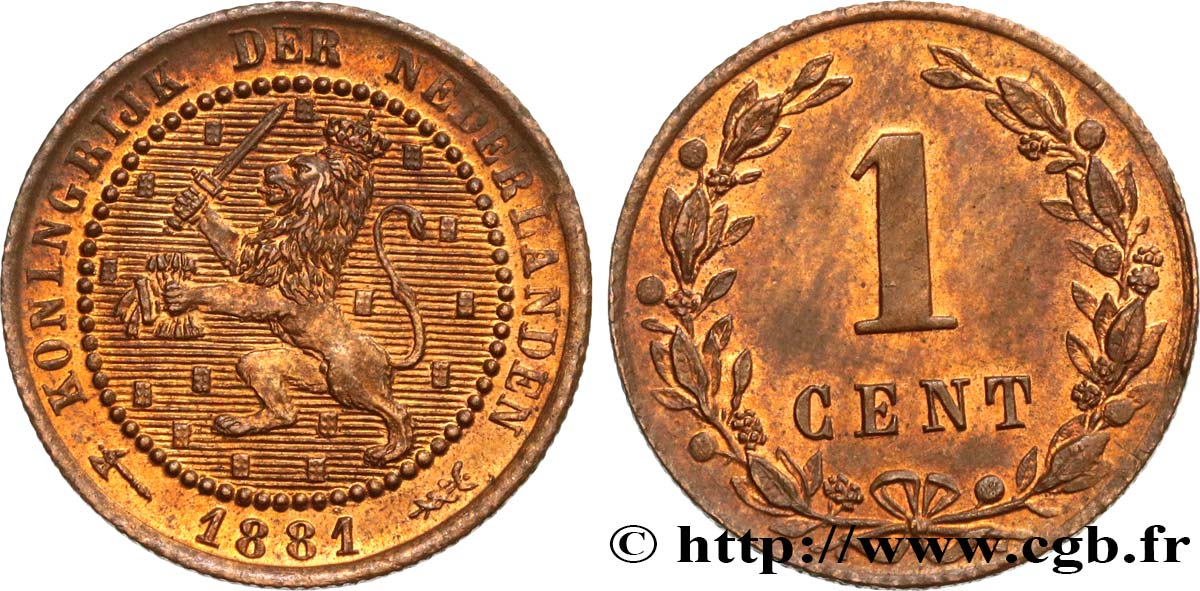 PAYS-BAS 1 Cent 1881 Utrecht SPL 