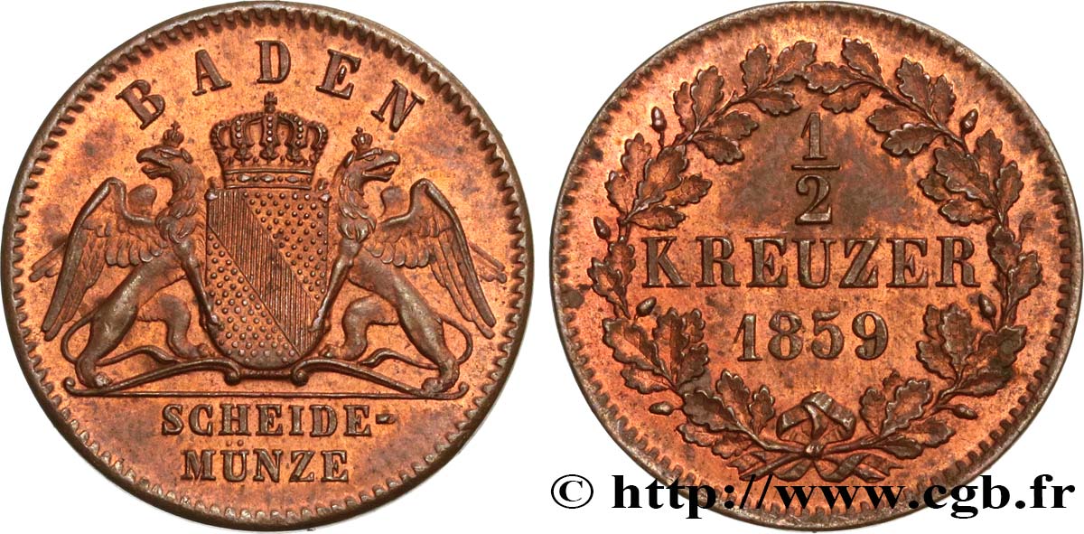 ALEMANIA - BADEN 1/2 Kreuzer 1859  SC 