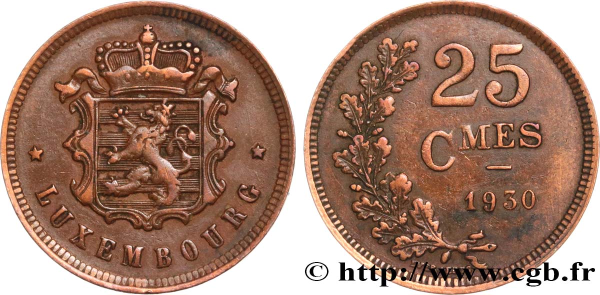 LUXEMBOURG 25 Centimes 1930  TTB 