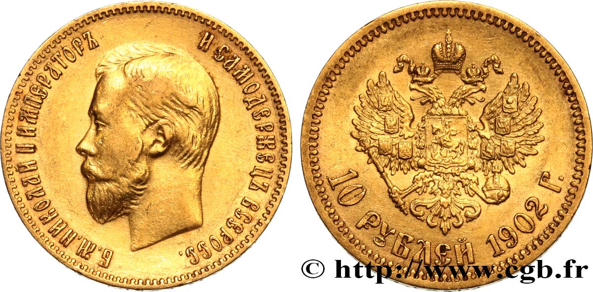 RUSSIA 10 Roubles Nicolas II 1902 Saint-Petersbourg BB/q.SPL 