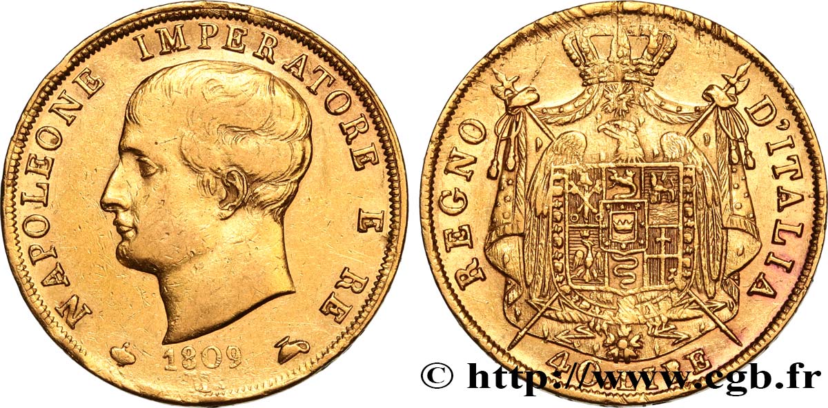ITALIEN - Königreich Italien - NAPOLÉON I. 40 Lire 1809 Milan SS/fVZ 