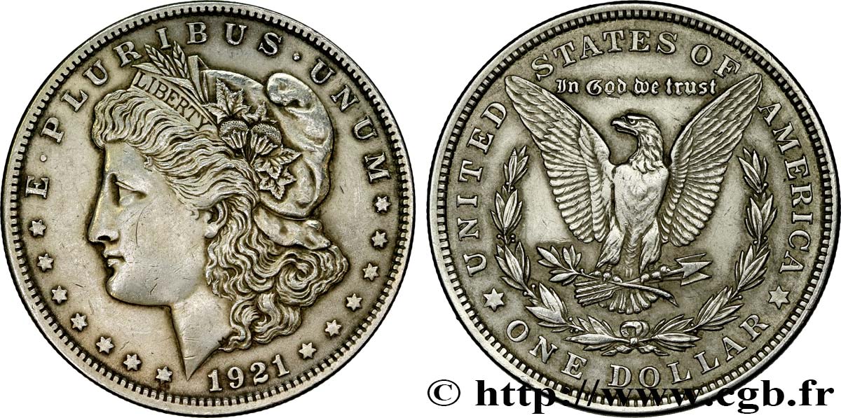 ÉTATS-UNIS D AMÉRIQUE 1 Dollar Morgan 1921 Philadelphie TTB 
