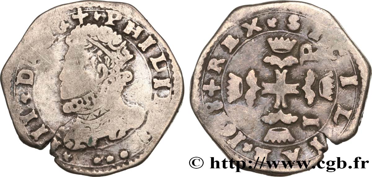 ITALY - KINGDOM OF NAPLES AND SICILY - PHILIP III OF SPAIN 3 Tari 1618 Messine VF 