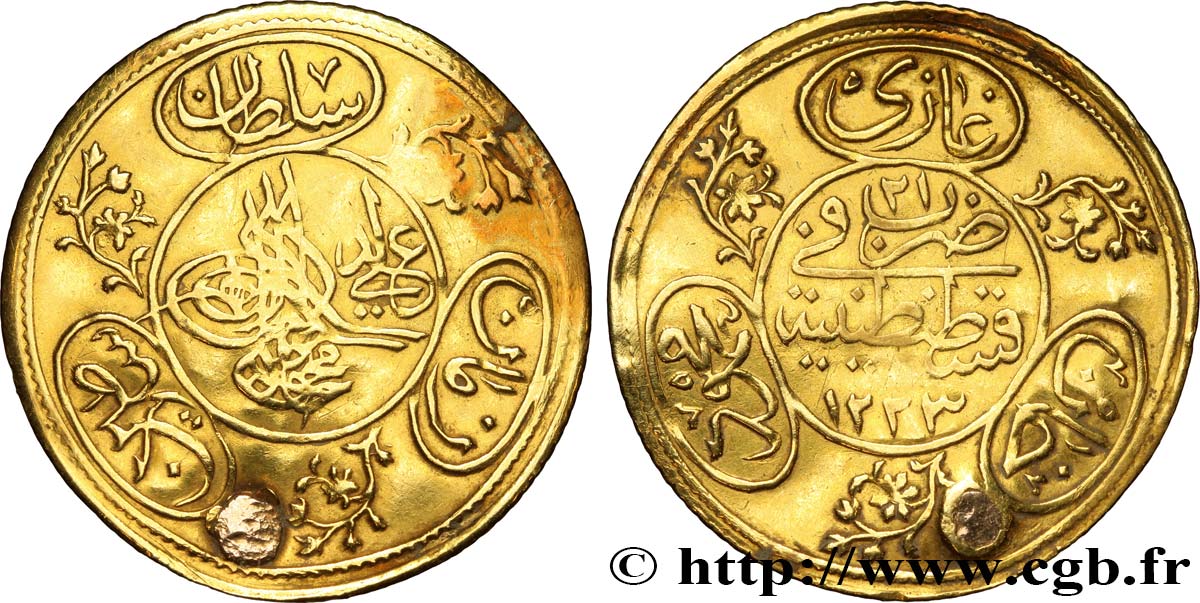 TURKEY - SULTAN MAHMUD II 2 Hayriye Altin AH1223 an 21 n.d. Constantinople XF 