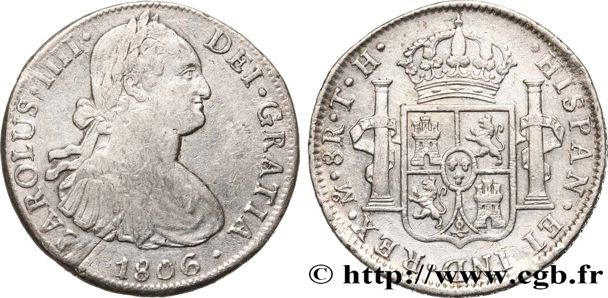 MEXIQUE 8 Reales Charles IV 1806 Mexico TB+/TTB 