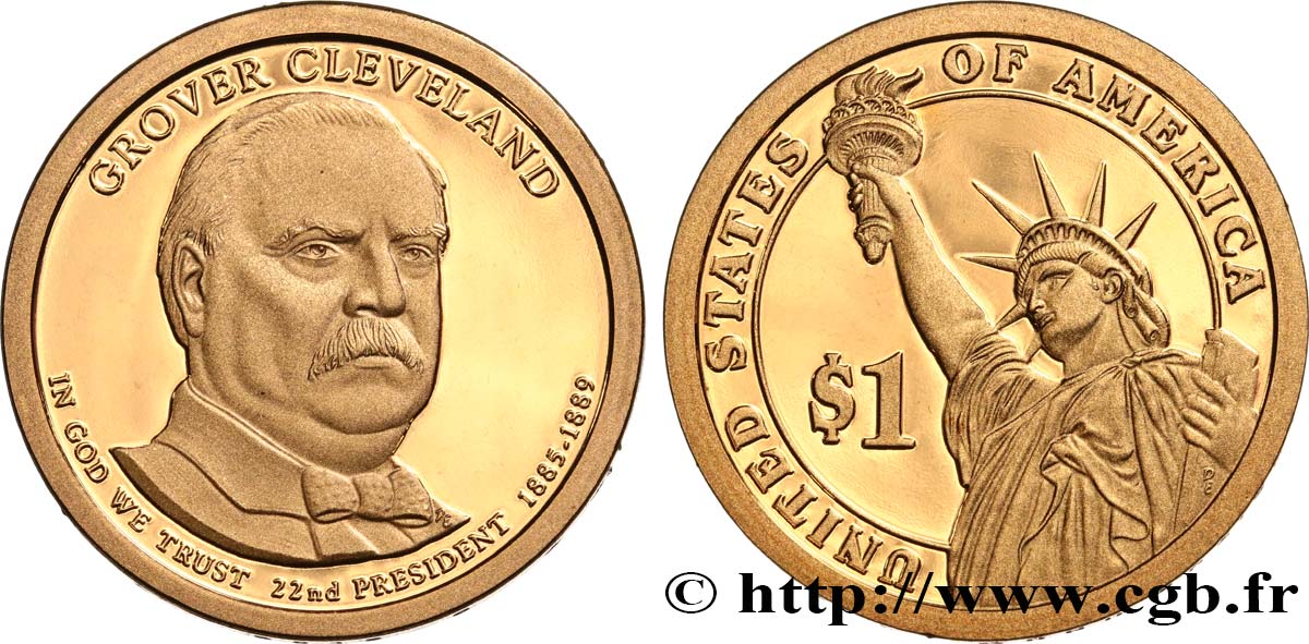 UNITED STATES OF AMERICA 1 Dollar Présidentiel Grover Cleveland (1er mandat) Proof 2012 San Francisco MS 