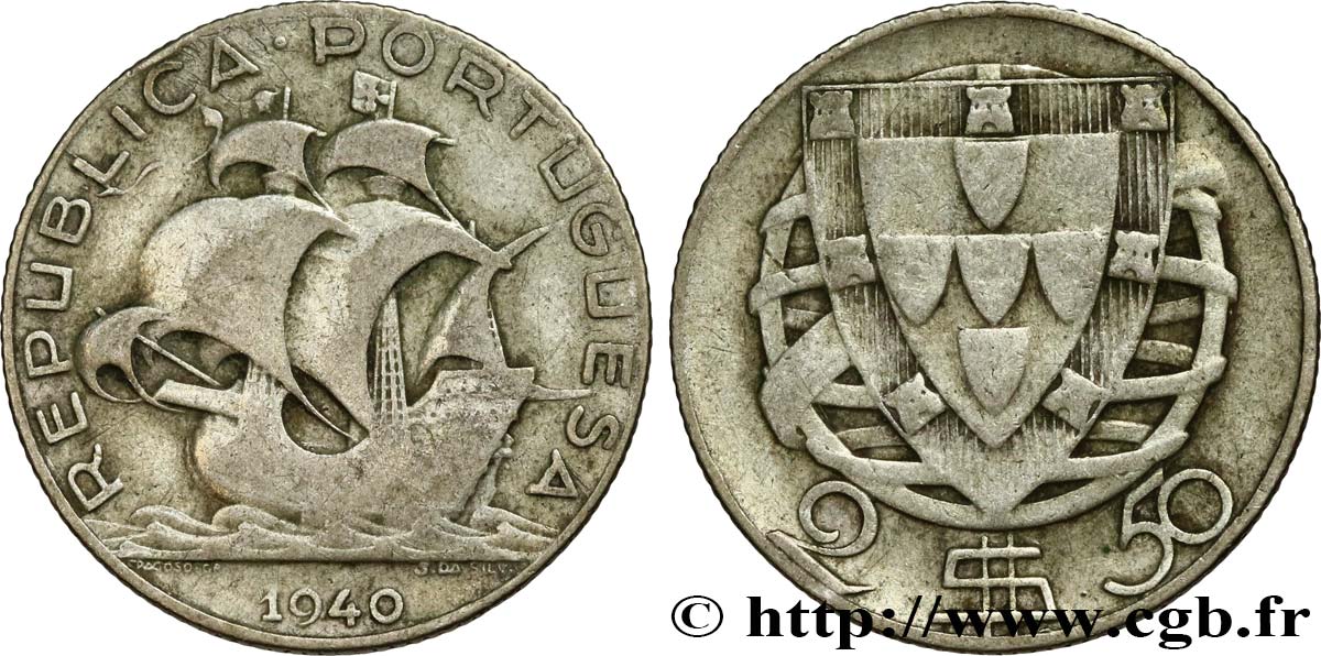PORTUGAL 2 1/2 Escudos 1940  BC 