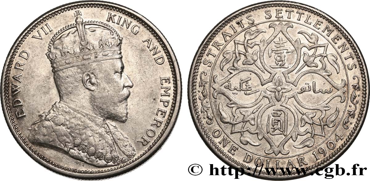 MALAYSIA - STRAITS SETTLEMENTS 1 Dollar 1904 Bombay AU/AU 