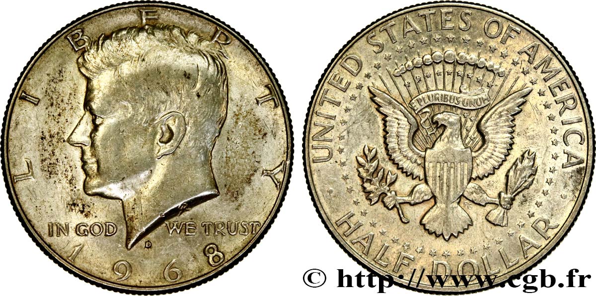 VEREINIGTE STAATEN VON AMERIKA 1/2 Dollar Kennedy 1968 Denver VZ 