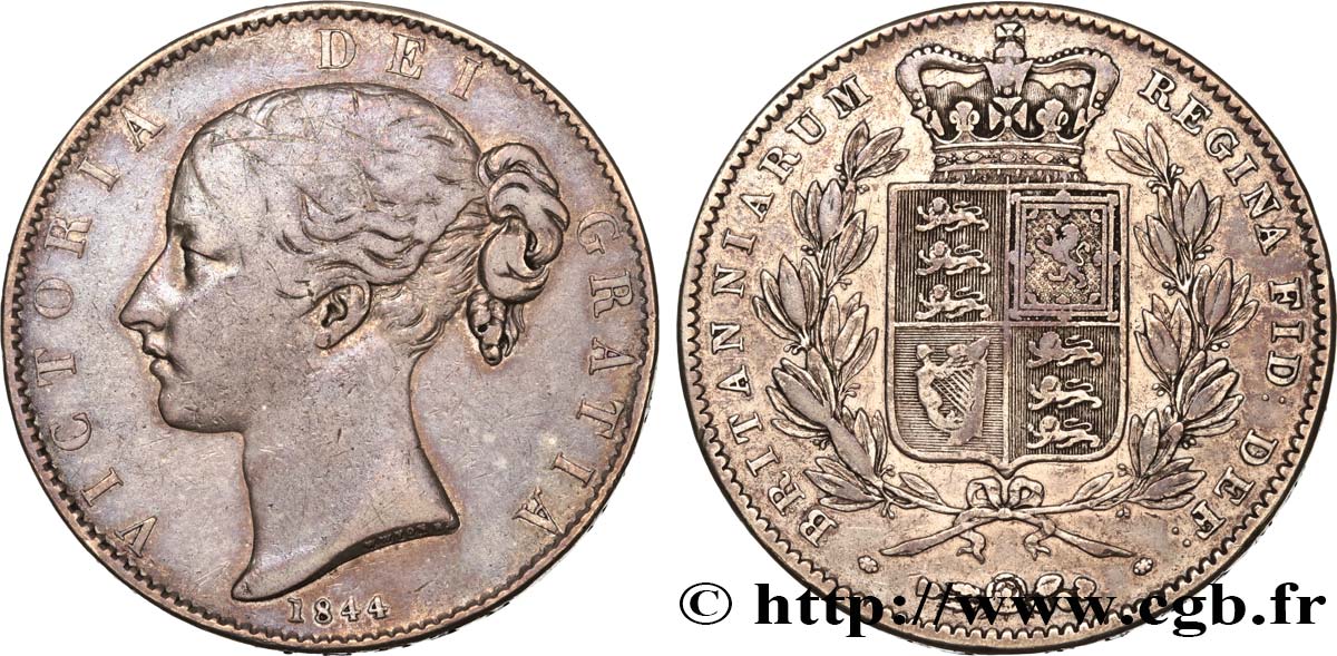 GRAN BRETAÑA - VICTORIA 1 Crown 1844 Londres BC+ 