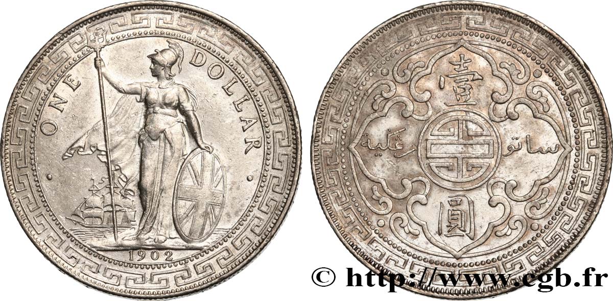 UNITED KINGDOM 1 Dollar Britannia 1902 Bombay AU 