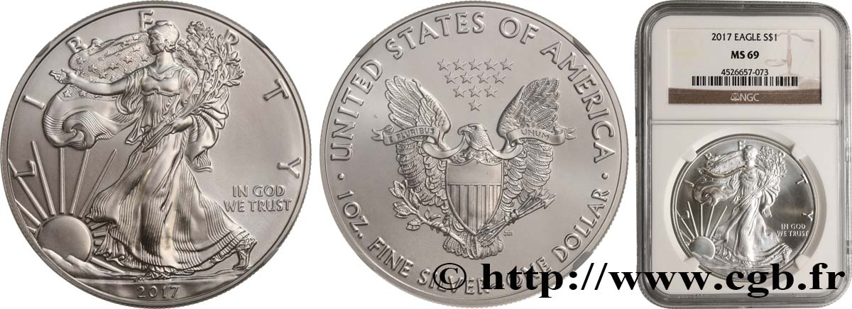 ÉTATS-UNIS D AMÉRIQUE 1 Dollar Silver Eagle 2017  FDC69 NGC