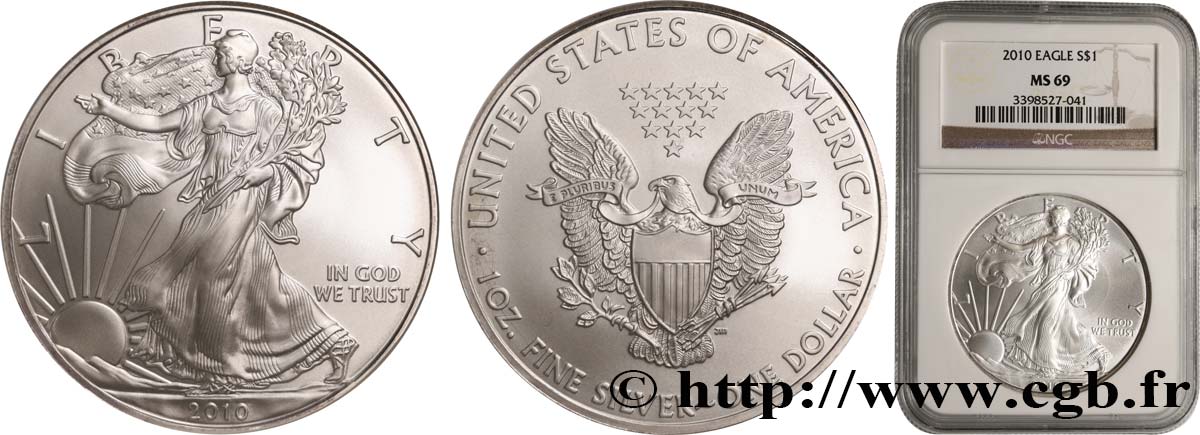UNITED STATES OF AMERICA 1 Dollar Silver Eagle 2010  MS69 NGC