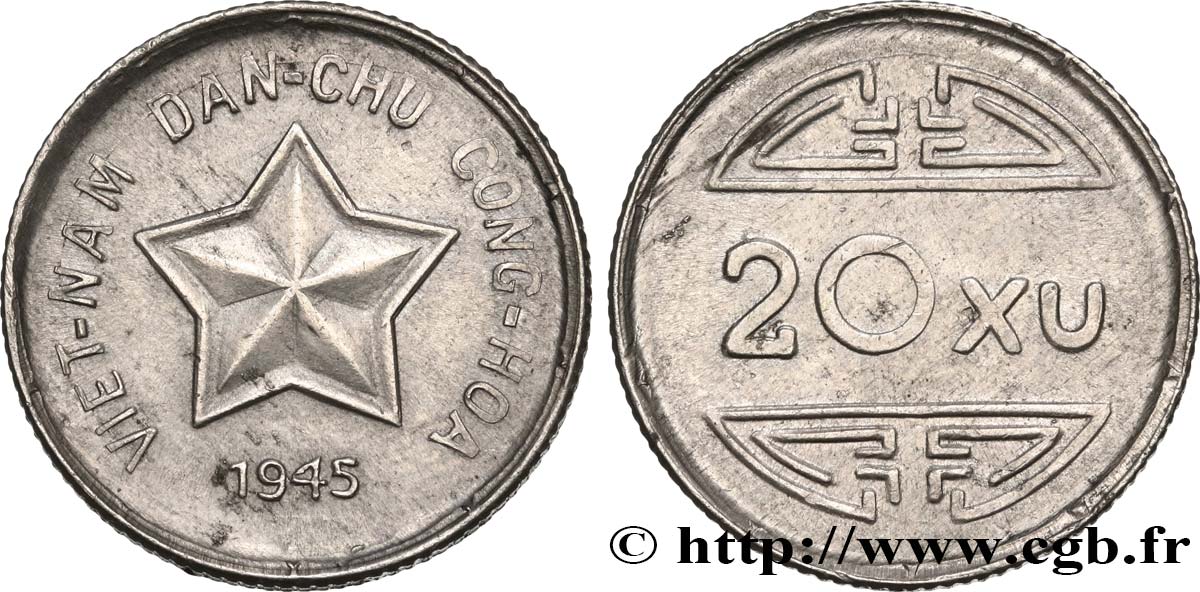 VIETNAM 20 Xu monnayage des rebelles communistes  1945  VZ 