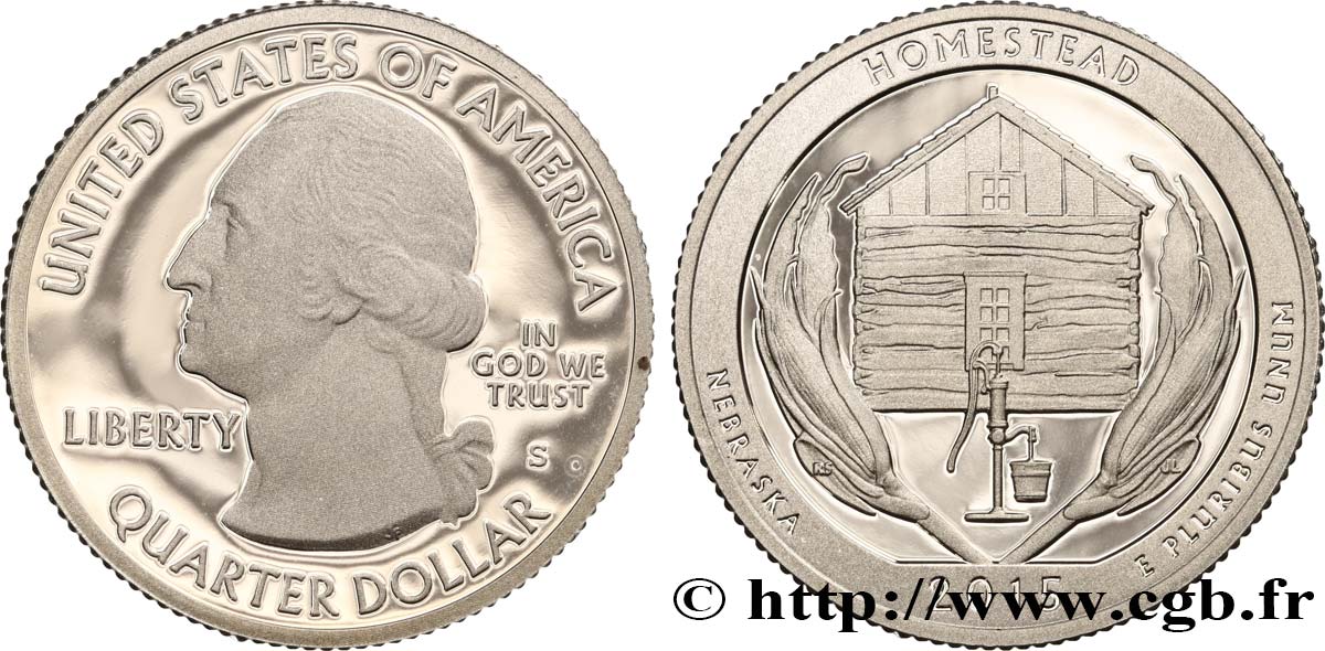 STATI UNITI D AMERICA 1/4 Dollar Monument national de Homestead - Silver Proof 2015 San Francisco MS 