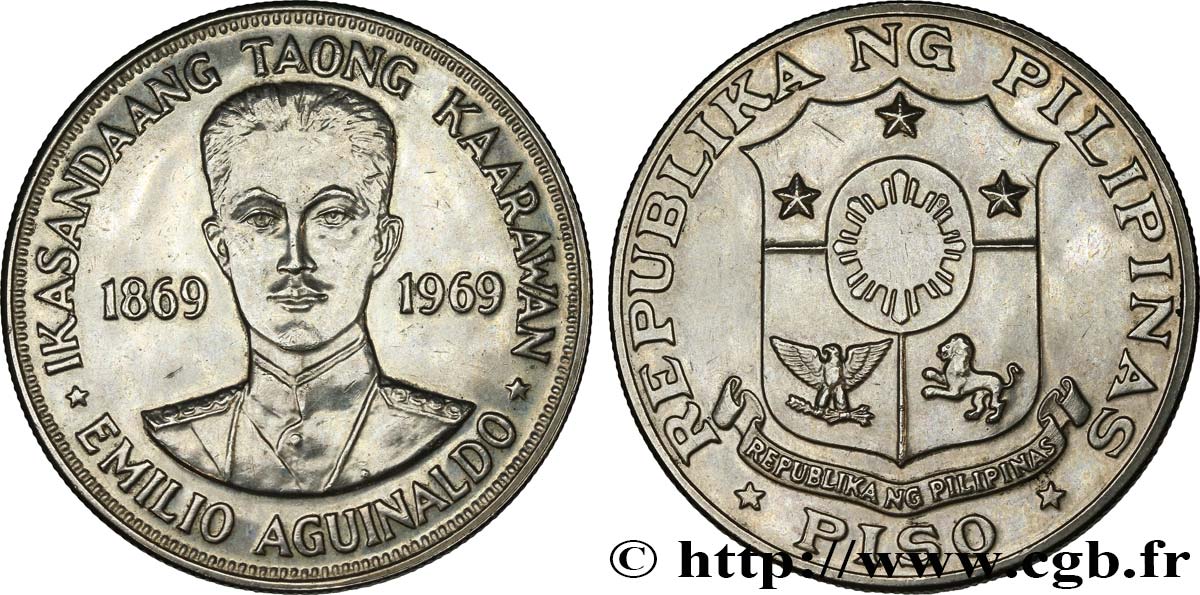 PHILIPPINES 1 Piso centenaire de la naissance d’Aguinaldo 1969  AU 