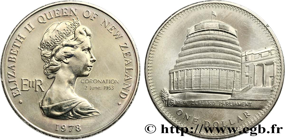 NOUVELLE-ZÉLANDE 1 Dollar 25e anniversaire du couronnement d’Elisabeth II 1978 Royal British Mint FDC 