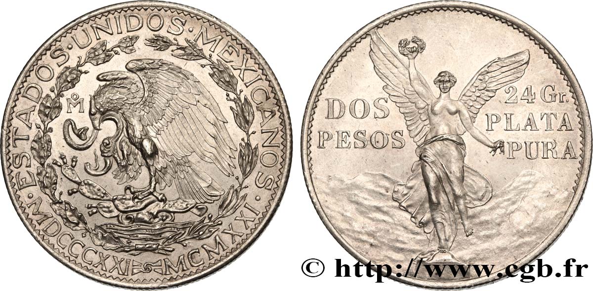 MEXIQUE 2 Pesos 1921 Mexico SPL 