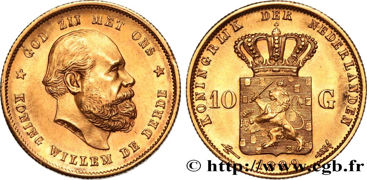 OR D INVESTISSEMENT 10 Gulden Guillaume III 1889 Utrecht SUP 