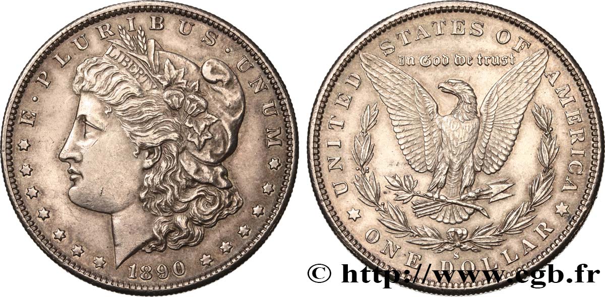 STATI UNITI D AMERICA 1 Dollar Morgan 1890 San Francisco q.SPL/SPL 