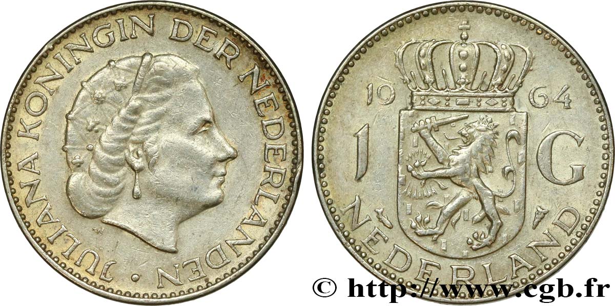 PAíSES BAJOS 1 Gulden Juliana 1964  EBC 