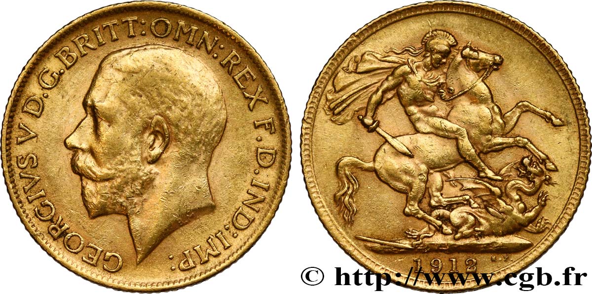 INVESTMENT GOLD 1 Souverain Georges V 1912 Londres MBC+ 