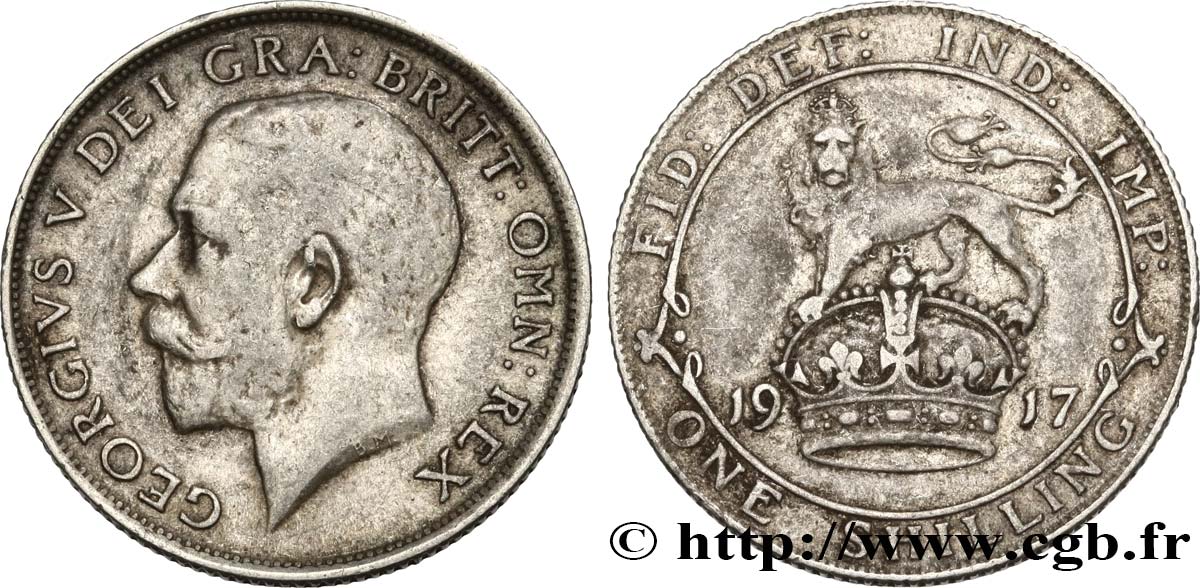 UNITED KINGDOM 1 Shilling Georges V 1917  VF 