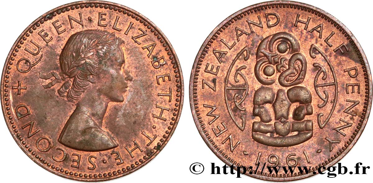 NUOVA ZELANDA
 1/2 Penny Elisabeth II 1961  q.SPL 