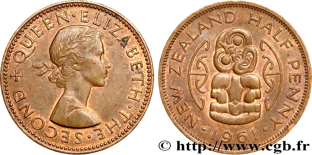 NEW ZEALAND 1/2 Penny Elisabeth II 1961  AU 