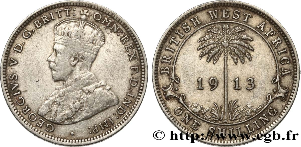 BRITISCH-WESTAFRIKA 1 Shilling Georges V 1913 Heaton fSS 