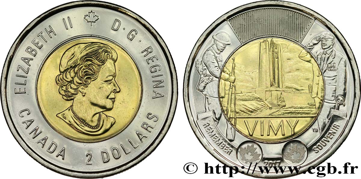 CANADá
 2 Dollars centenaire de Vimy 1917-2017 2017  FDC 