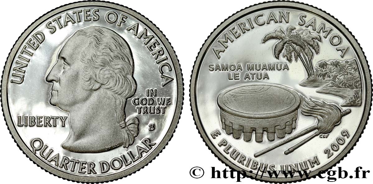 STATI UNITI D AMERICA 1/4 Dollar Samoa américaines - Silver Proof 2009 San Francisco MS 