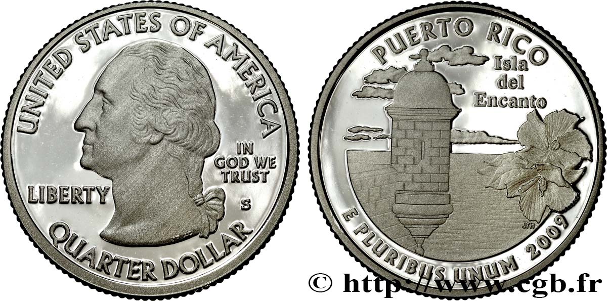 UNITED STATES OF AMERICA 1/4 Dollar Commonwealth de Puerto Rico - Silver Proof 2009 San Francisco MS 