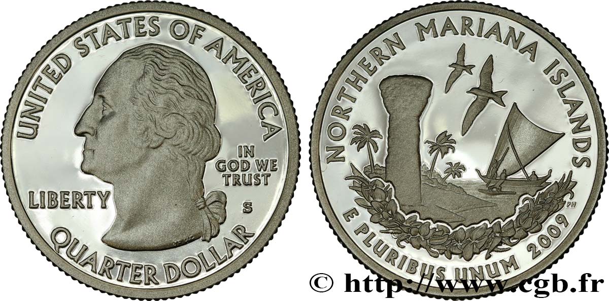 STATI UNITI D AMERICA 1/4 Dollar Iles Mariannes du Nord - Silver Proof 2009 San Francisco MS 