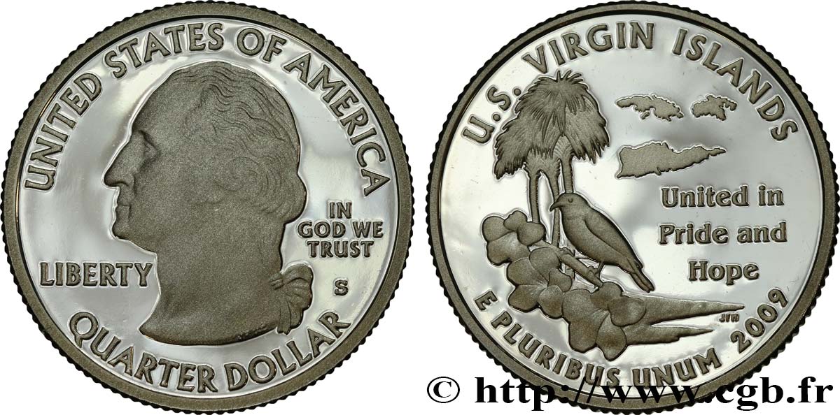 STATI UNITI D AMERICA 1/4 Dollar Iles Vierges américaines - Silver Proof 2009 San Francisco MS 