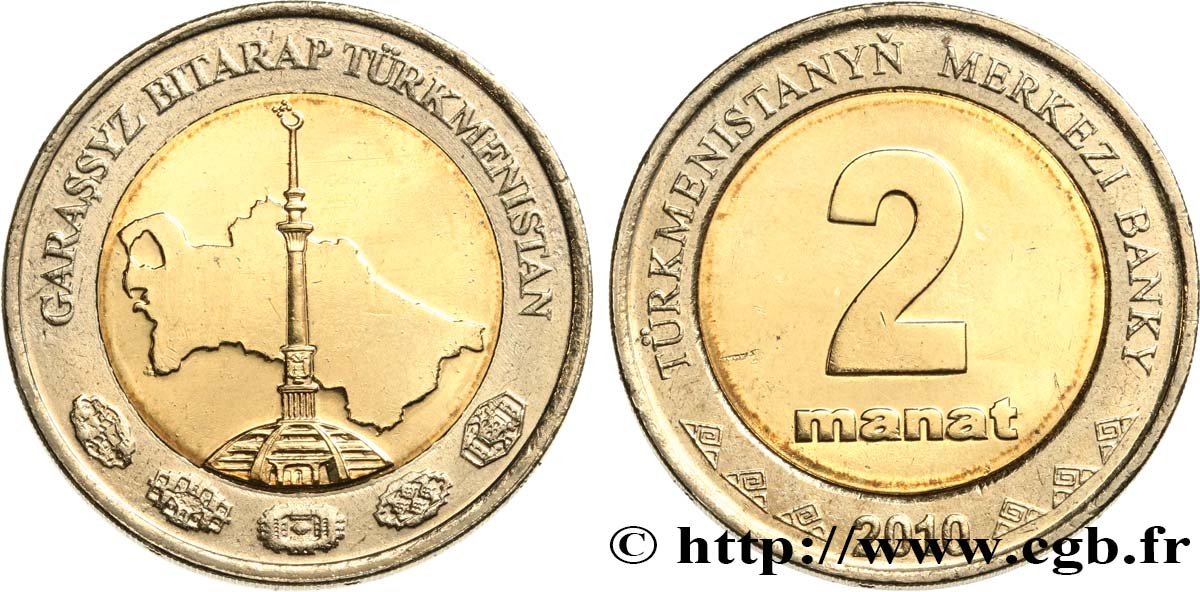 TURKMENISTáN 2 Manat  2010 British Royal Mint SC 
