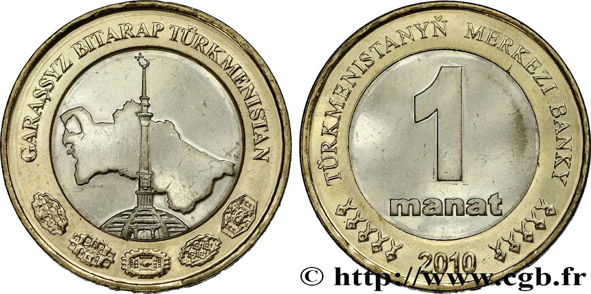 TURKMÉNISTAN 1 Manat  2010 British Royal Mint SPL 