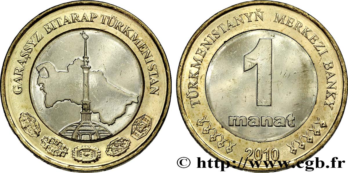 TURKMÉNISTAN 1 Manat  2010 British Royal Mint SPL 