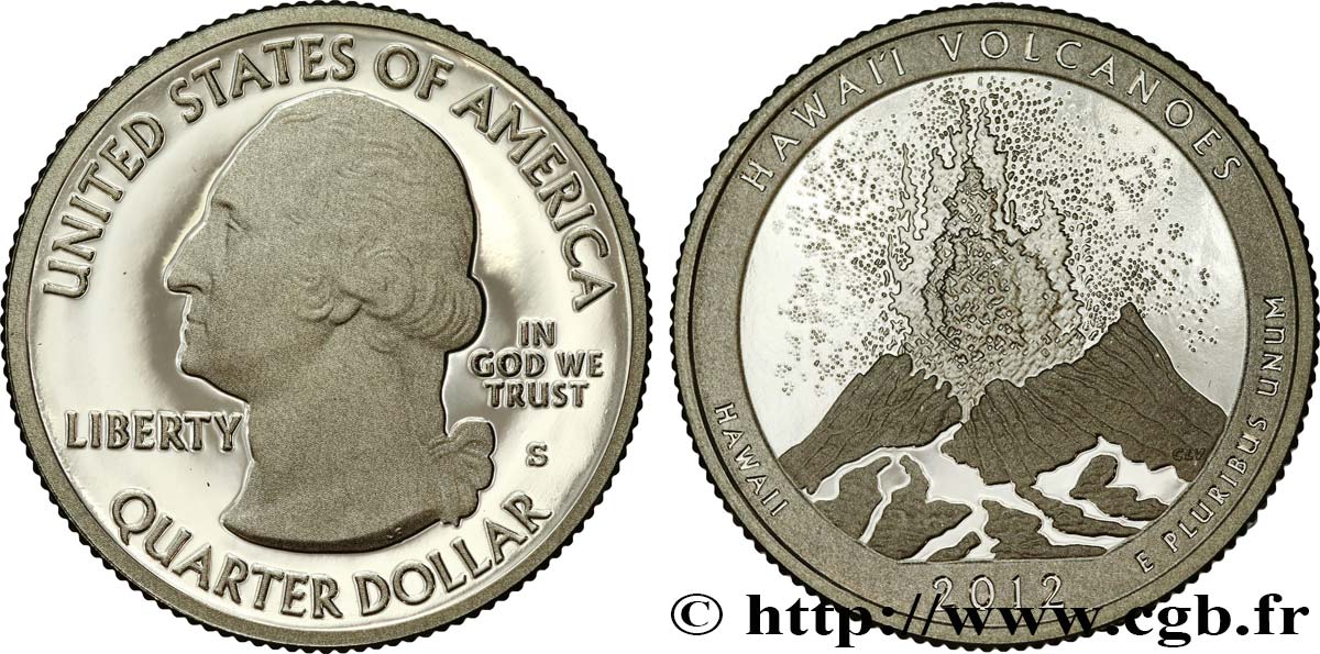 UNITED STATES OF AMERICA 1/4 Dollar Parc National des Volcans d’Hawaï - Silver Proof 2012 San Francisco MS 