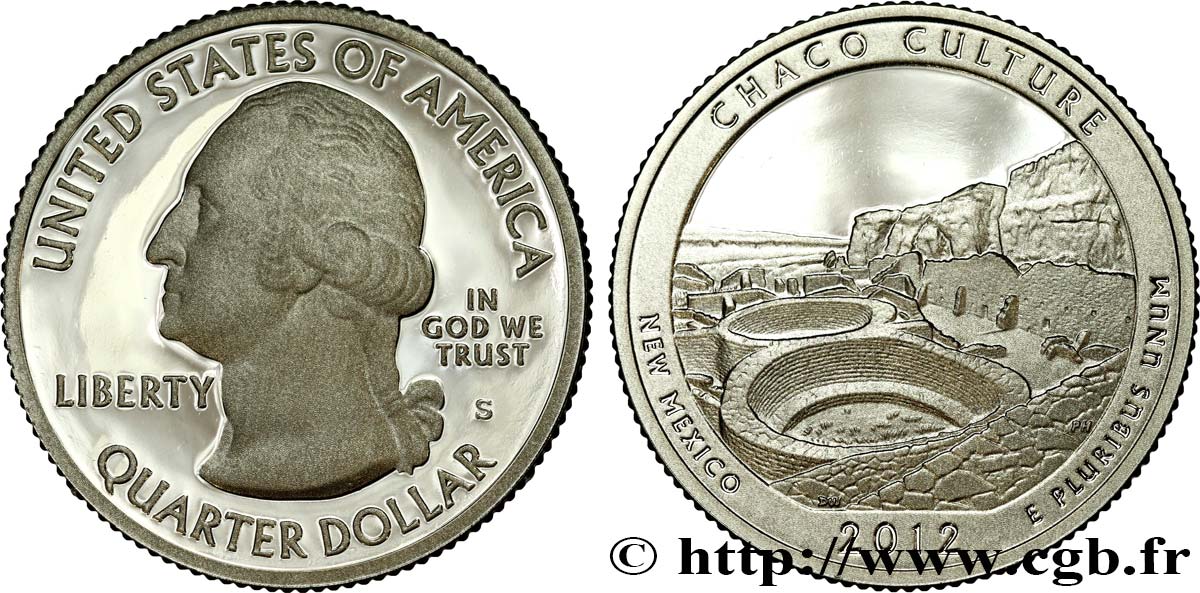 UNITED STATES OF AMERICA 1/4 Dollar Parc Historique National de la culture Chaco - Nouveau-Mexique - Silver Proof 2012 San Francisco MS 