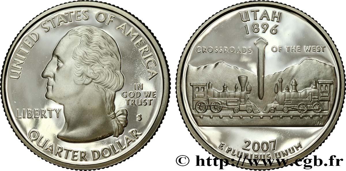 UNITED STATES OF AMERICA 1/4 Dollar Utah - Silver Proof 2007 San Francisco MS 