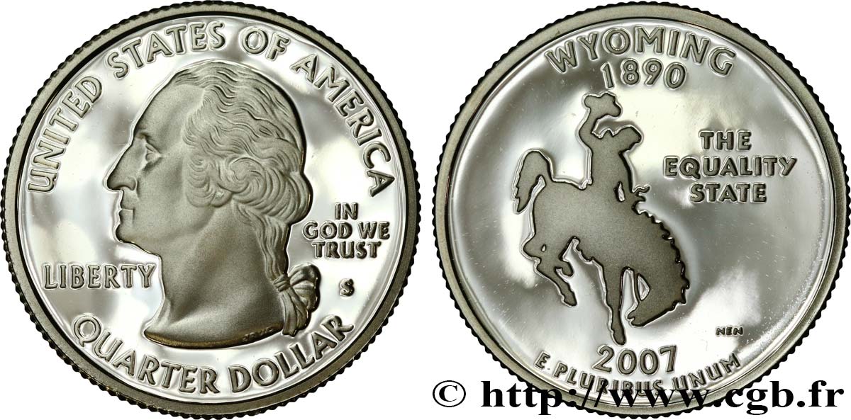 STATI UNITI D AMERICA 1/4 Dollar Wyoming - Silver Proof 2007 San Francisco MS 