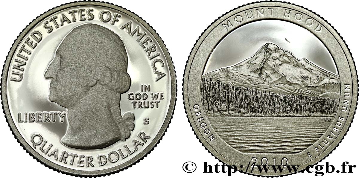 ÉTATS-UNIS D AMÉRIQUE 1/4 Dollar Forêt nationale de Mount Hood - Oregon - Silver Proof 2010 San Francisco SPL 