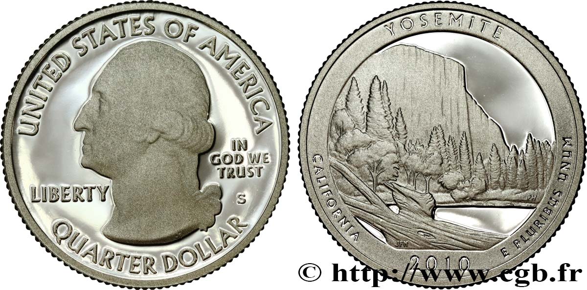 UNITED STATES OF AMERICA 1/4 Dollar Parc national de Yosemite - Californie  - Silver Proof 2010 San Francisco MS 