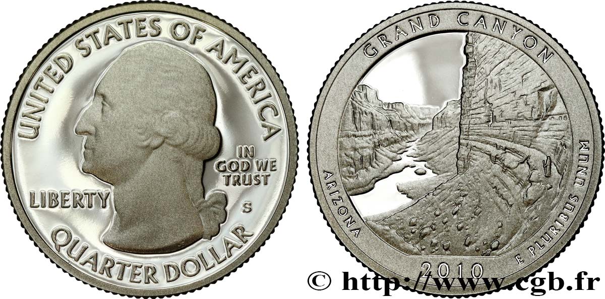 UNITED STATES OF AMERICA 1/4 Dollar Parc National du Grand Canyon - Arizona - Silver Proof 2010 San Francisco MS 