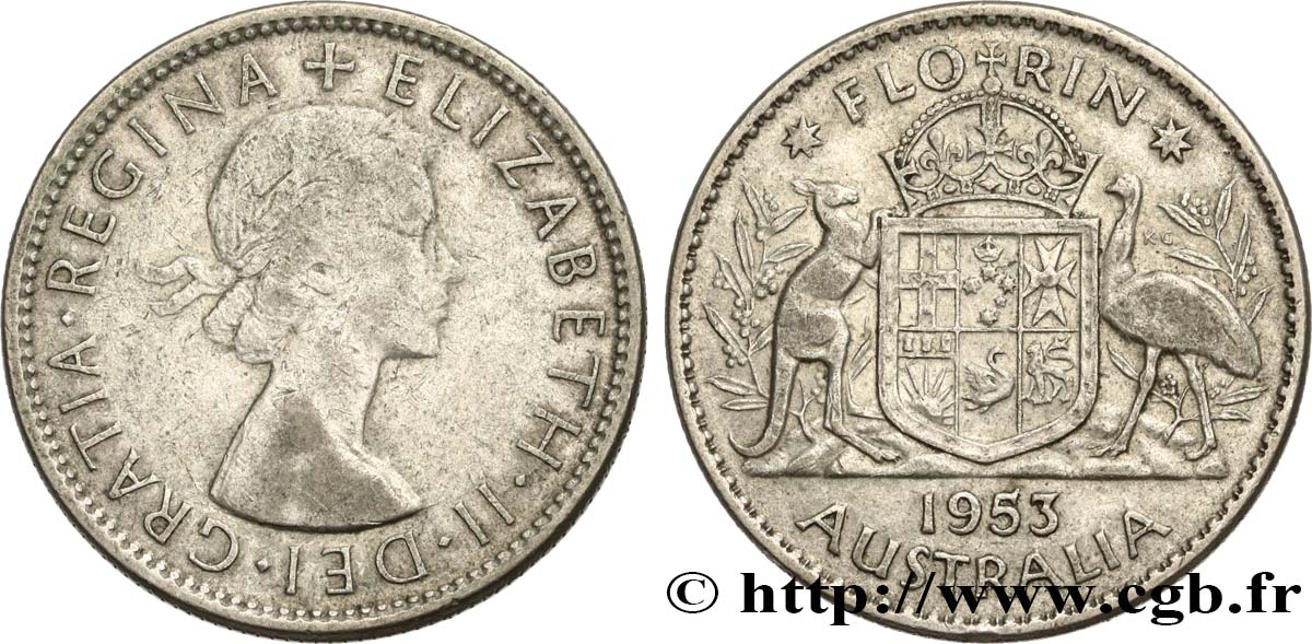 AUSTRALIE 1 Florin Elisabeth II 1953 Melbourne TB 