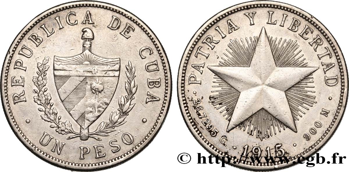 CUBA 1 Peso 1915  MBC 
